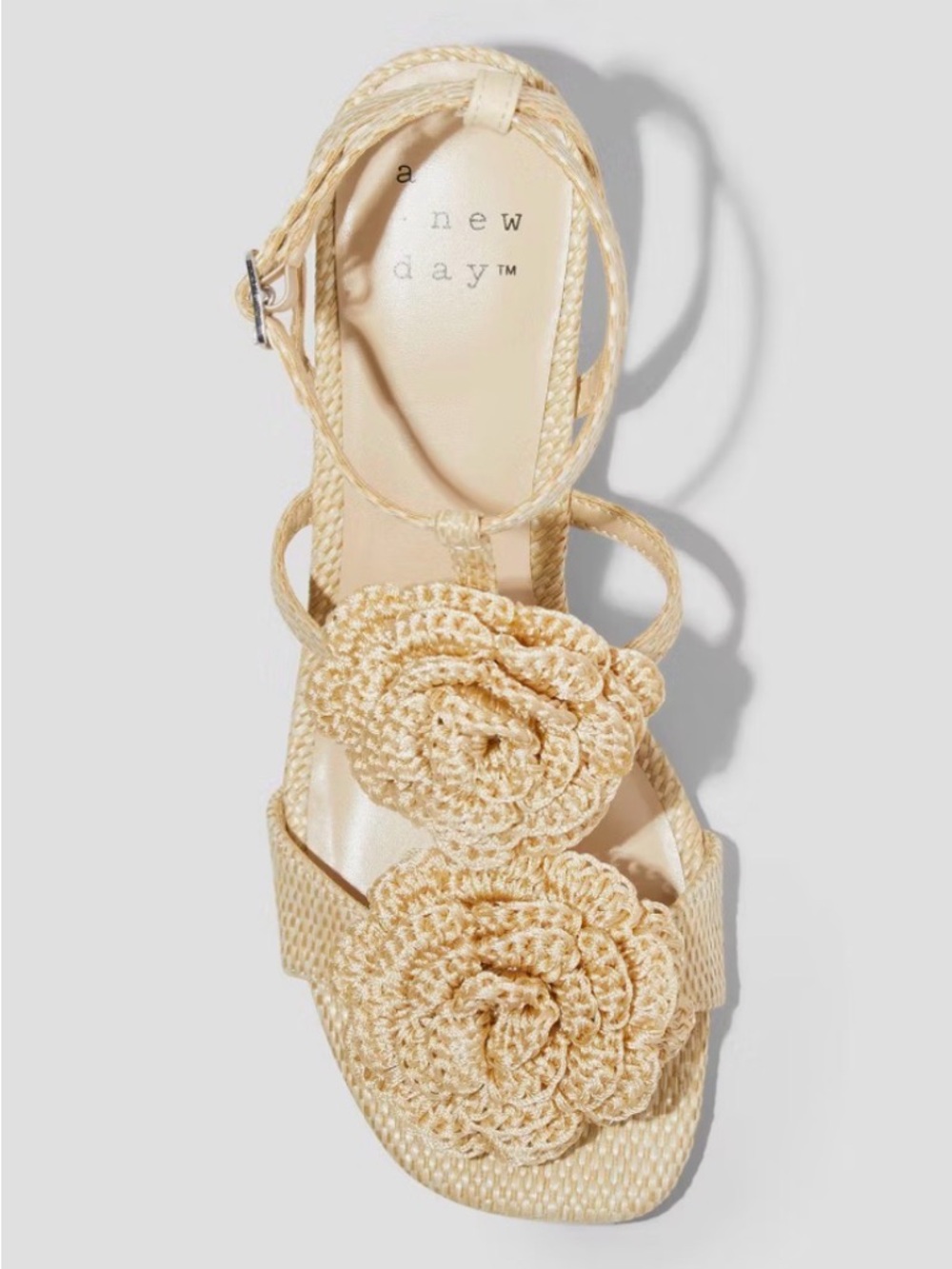 Women's Esme Floral Crochet Kitten Heels - a New Day - Tan - new